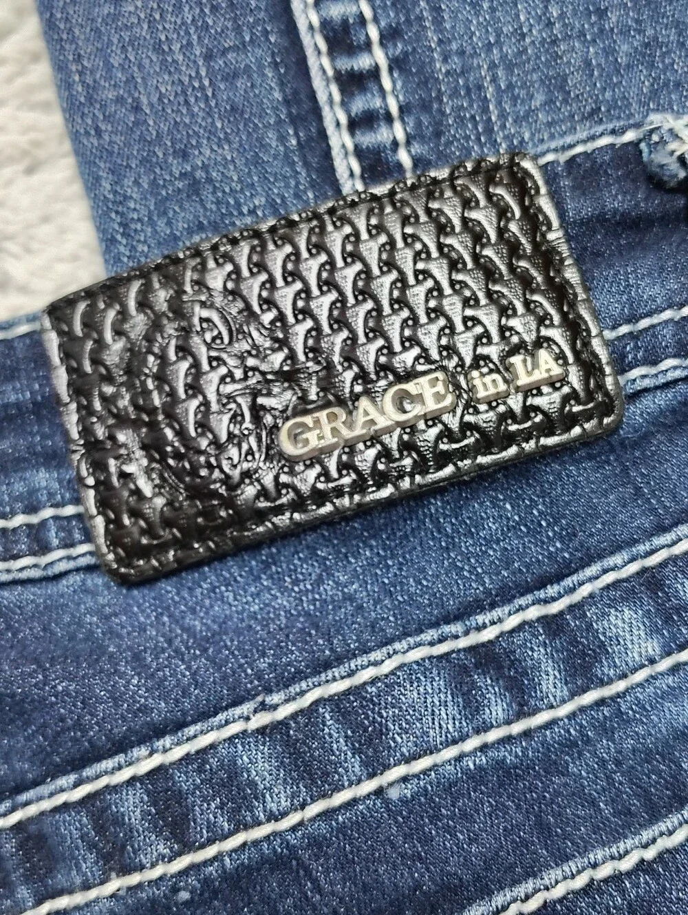 Grace in LA  Embellished Dark Boot Cut Jeans Women's 26 Mcbling Y2K Retro 2000
